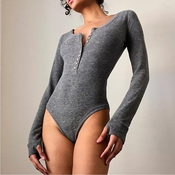 Free People Intimately Henley Body Suit Thumbholes - Picture 1 of 10
